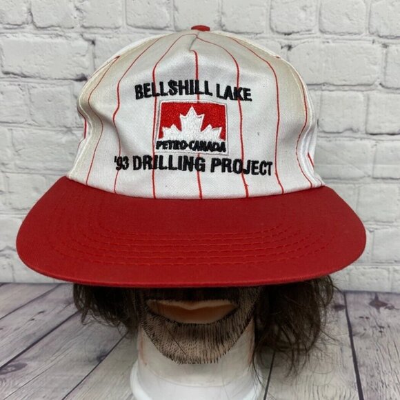 Vintage Oilfield Hat Cap Snapback White Red Petro Canada '93 Drilling Project - Picture 1 of 11